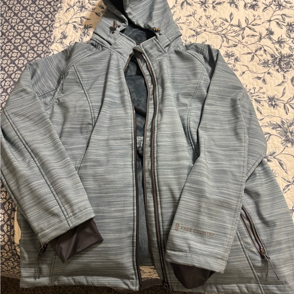 Free Country Womens  Striped  BlueishGray Performance Jacket